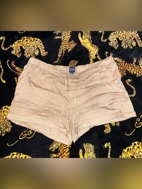 GAP Beige Drawstring Linen-Blend Shorts